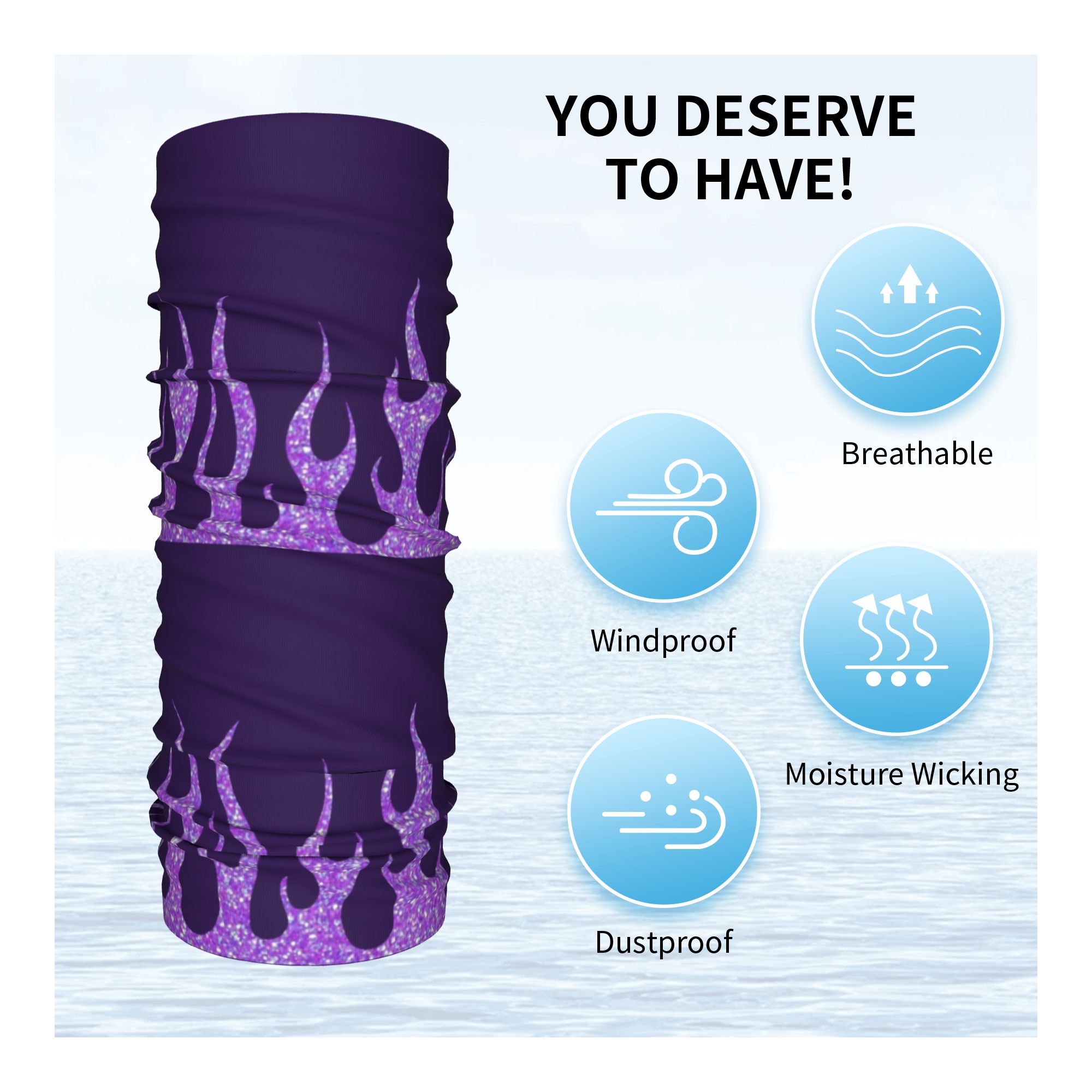 Custom Purple Glitter Flames B – обзор и цена Neck Gaiter Face Cover