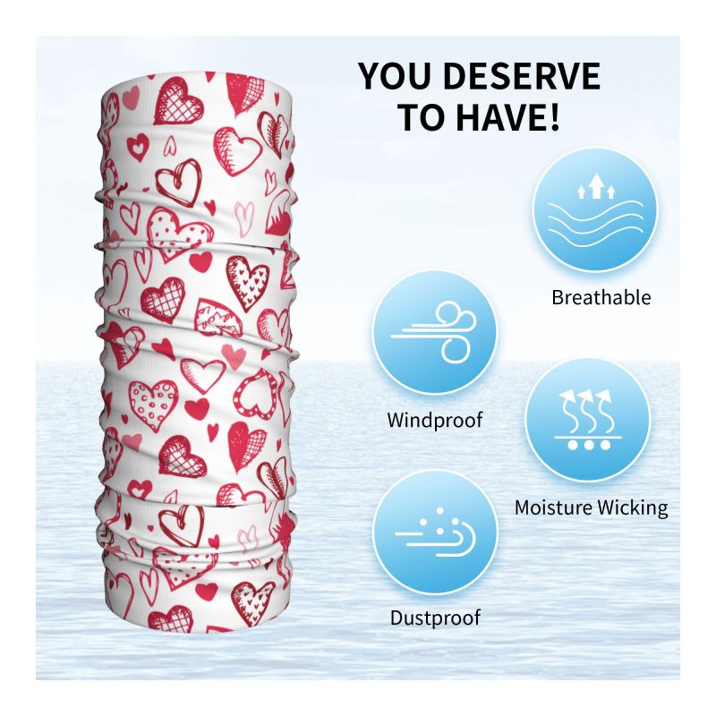 Pink Red Love Hearts Bandana N – обзор и цена Neck Gaiter Face Cover