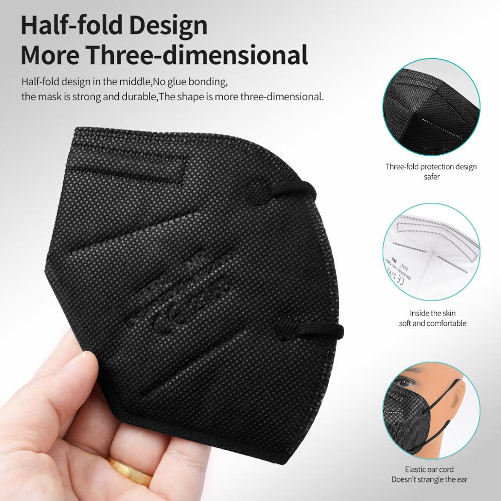 10-200pcs ffp2mask Black kn95  – обзор и цена Kn95 Respirator Mask